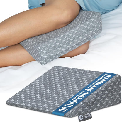 5 STARS UNITED Small Knee Pillow for Side Sleepers – Wedge Firm Foam Support for Belly, Back & Knees – Compact Maternity Cushion for Travel & Pregnancy Relief, Gray
