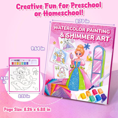 JoyCat Paint with Water Coloring Books, Art & Craft Activity, Princess No Mess Art for Kids Ages 4-8, Craft Kits & Supplies, DIY Creative Activity, Presents for Girls & Boys