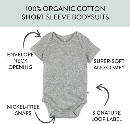 HonestBaby unisex-baby 10-pack Short Sleeve Bodysuits One-piece 100% Organic Cotton for Infant Baby Boys, Girls