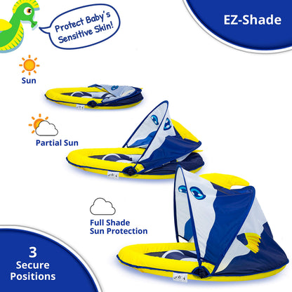 SwimSchool Deluxe Baby Float with Adjustable Canopy - 6-24 Months - Baby Swim Float with Splash &