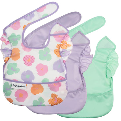 Tiny Twinkle Mess-Proof Baby Bib - Waterproof Bib for Baby Girl - Machine Washable - Adjustable