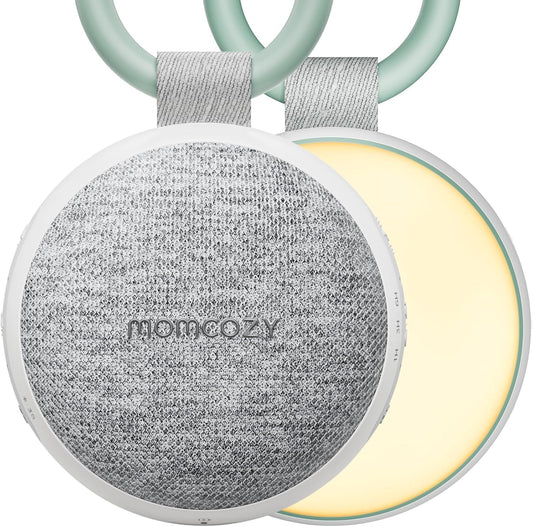 Momcozy Portable Sound Machine with Night Light, White Noise Sound Machine for Baby, 20 Soothing Sounds, Sound Therapy, Long-Lasting Power, Timer, Clips on Stroller, Baby Shower Gifts