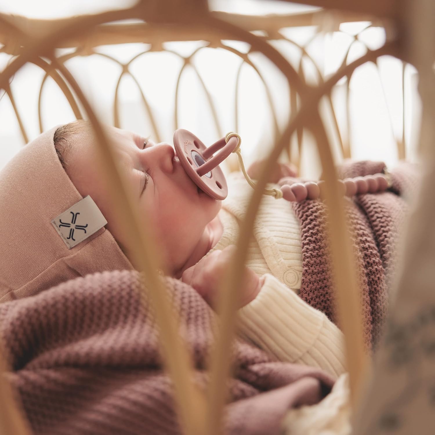 Heritage Knit Organic Cotton Receiving Swaddle Blanket for Girls - 100% Luxury Organic Cotton Knit