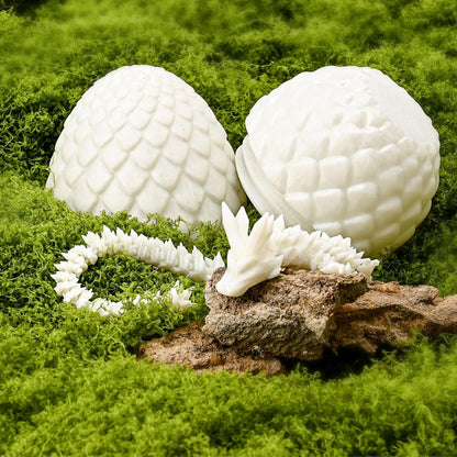 12inch Dragon Egg, Year of The Dragon, 3D Printed Dragon, Executive Desk Toys, Articulated Dragon, Fidget Toys Gifts for Graduates Students Teachers Adults (White)
