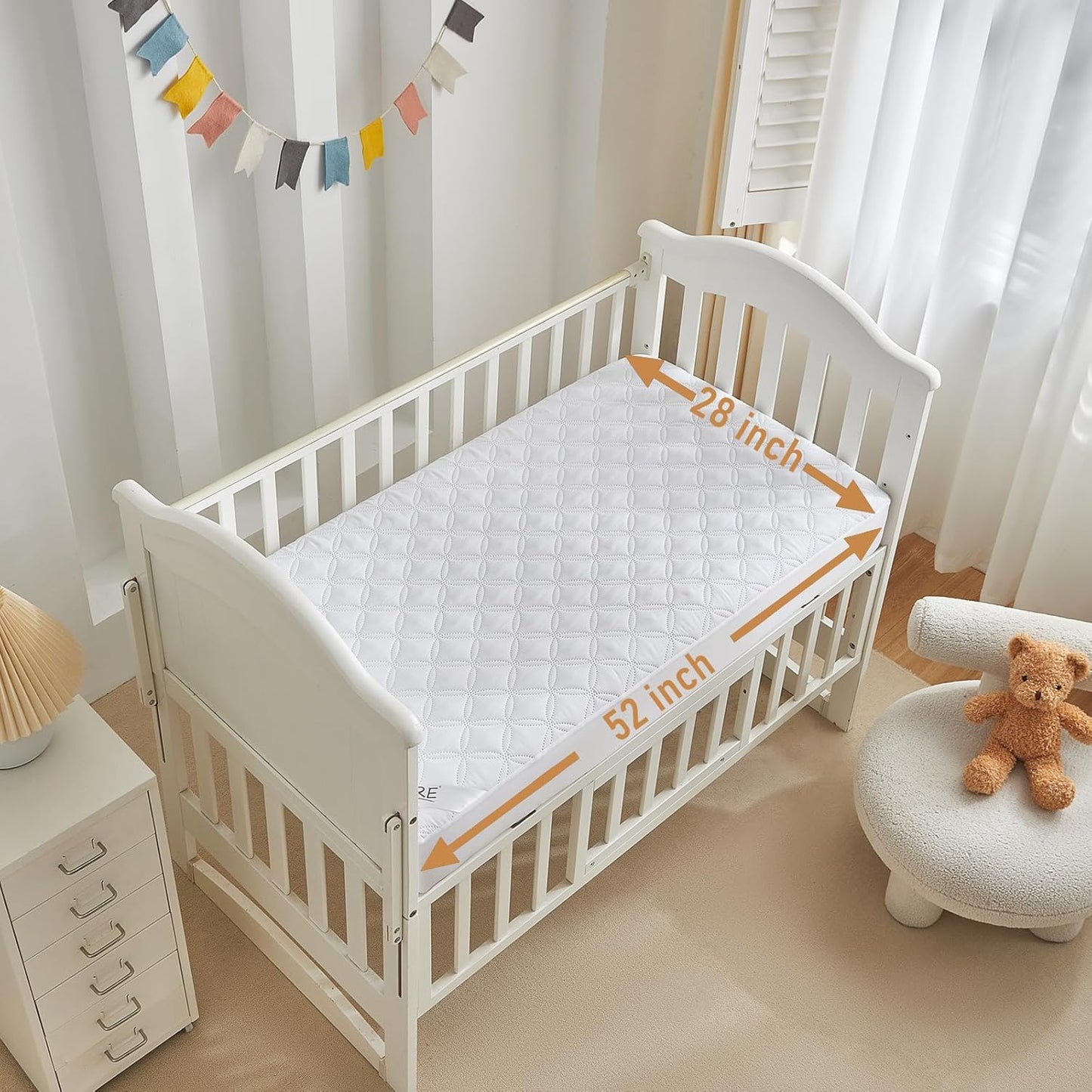 BEDLORE Waterproof Mattress Protector Crib, 2 Pack Soft Mattress Pad, Noiseless Machine Washable