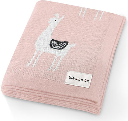 Knit Swaddling Baby Blanket - 100% Fine Loomed Cotton Cozy Receiving Cuddle Stroller Crib Swaddling