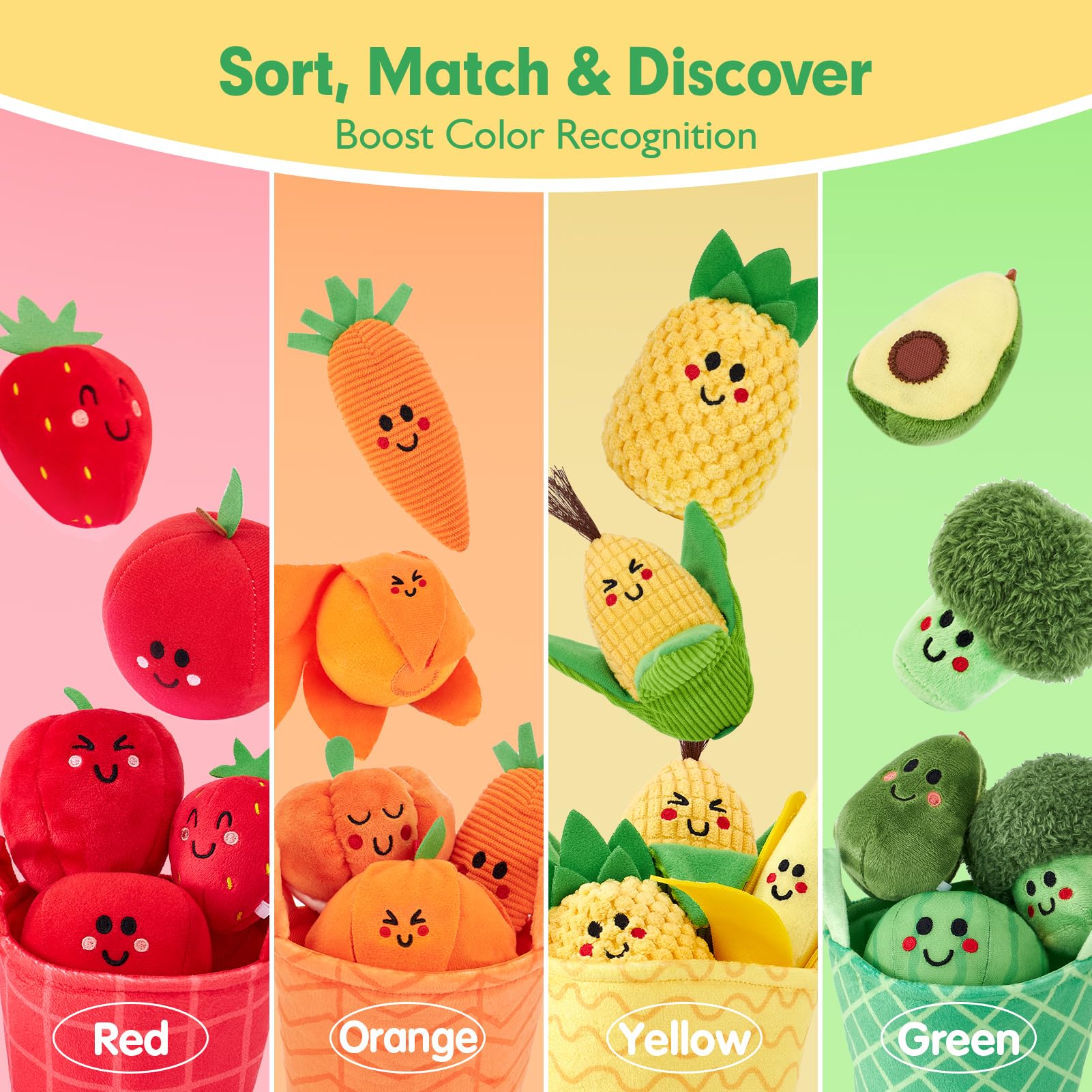 hahaland Baby Sensory Toys Montessori Toys 1 Year Old Fruit Vegetable 16PCs