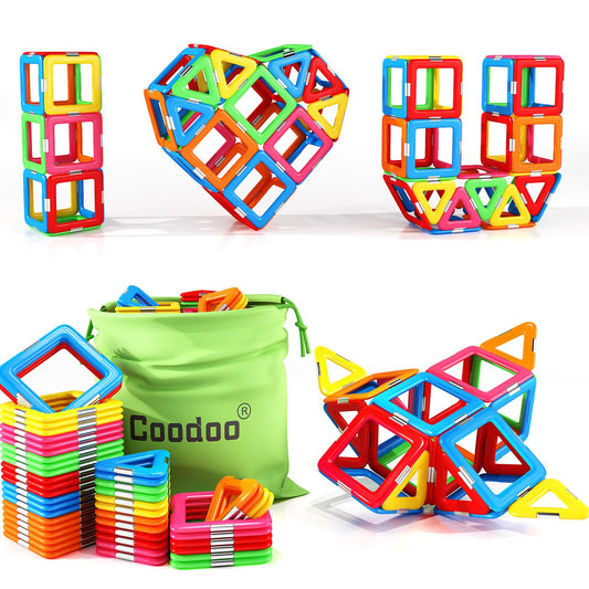 Coodoo Upgraded Magnetic Blocks Tough Tiles STEM Toys for 3+ Year Old Boys and Girls Learning by
