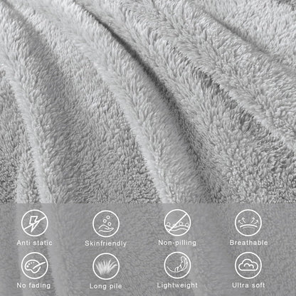 Exclusivo Mezcla King Size Flannel Fleece Blanket, Super Soft Velvet Plush Bed Blanket, Fuzzy Cozy and Warm for All Seasons, 90x104 Inches, Light Grey