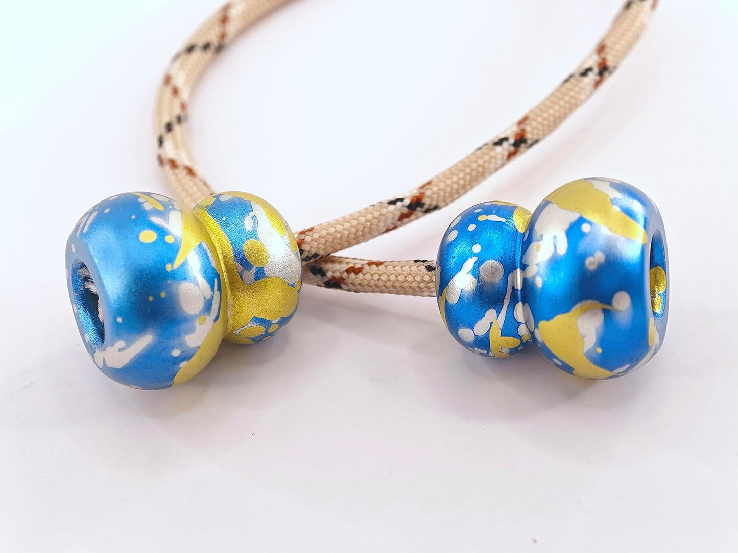 Begleri Fidget Beads - Worry Fidget Beads Spin & Bump - Made of Aluminum Alloy - for Men Women Youngs Skill Players Creates a Bit of Magic for You (Cala-Blue Yellow&White)