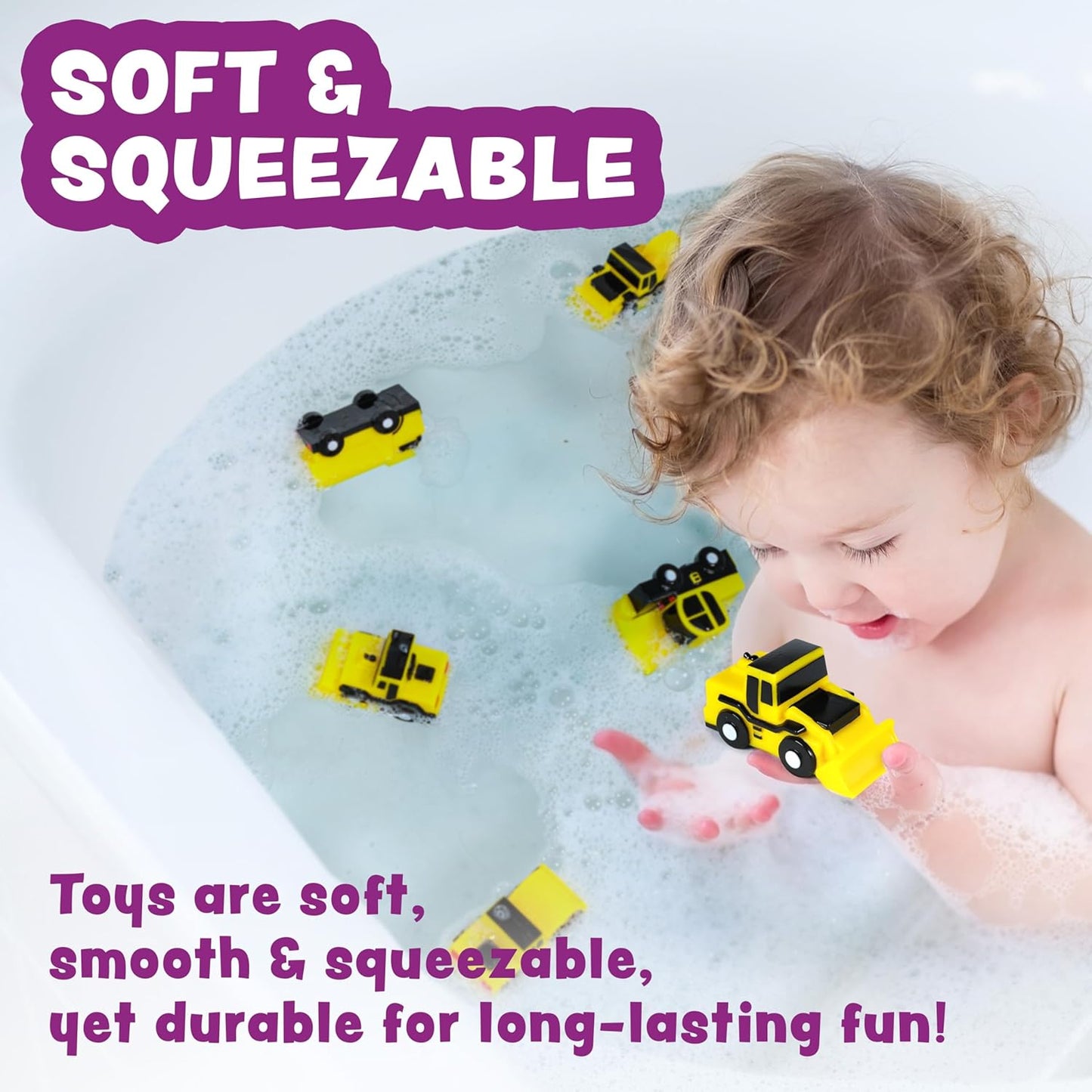 Tub Works® Construction™ Trucks Mold Free Bath Toys, 6 Pack | Sealed, No Hole Bath Toys Design