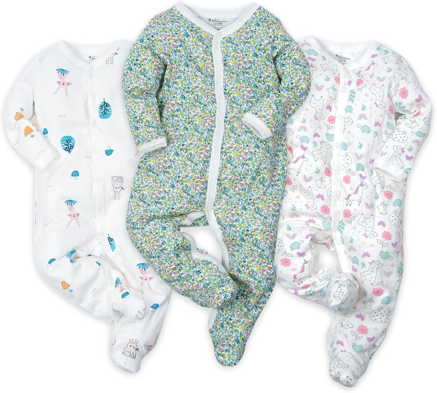 Baby Boys Girls Cotton Footies Multi Pack Long Sleeve Baby Footed One-Piece Jumpsuit Multi Pack