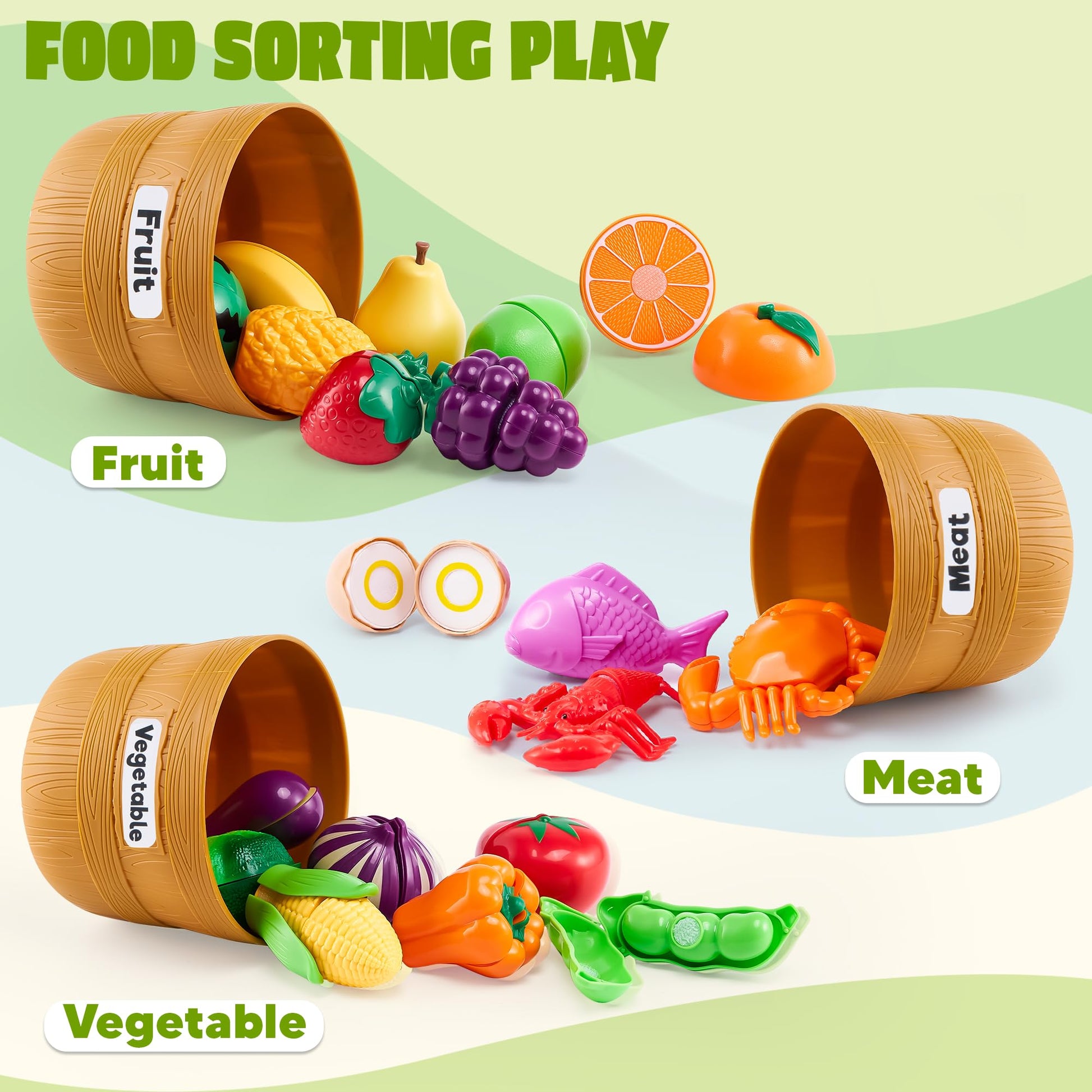 JOYIN Learning Toys Play Food Set for Toddlers, Cutting Food for Preschool Activities, Play Kitchen