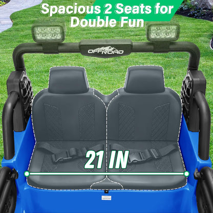 2 Seater Ride On Car Truck with Remote Control XL, Kids 24V Battery Powered Electric Vihicle w/21 in Seat, 3 Speeds, 2WD/4WD Switichable, Shock Absorbers,Bluetooth, Flower, Gift Choice