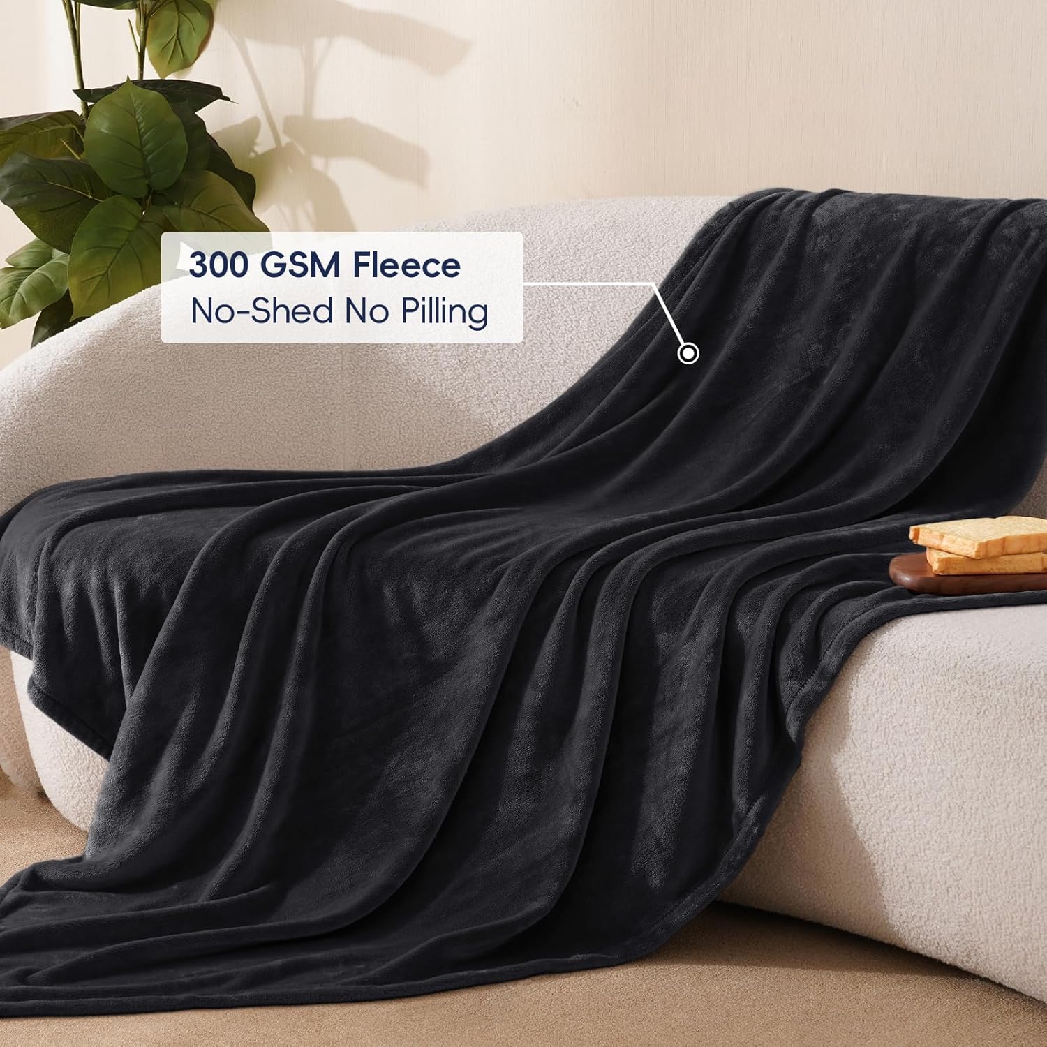 PHF Ultra Soft Fleece Throw Blanket, No Shed No Pilling Luxury Plush Cozy 300GSM Lightweight