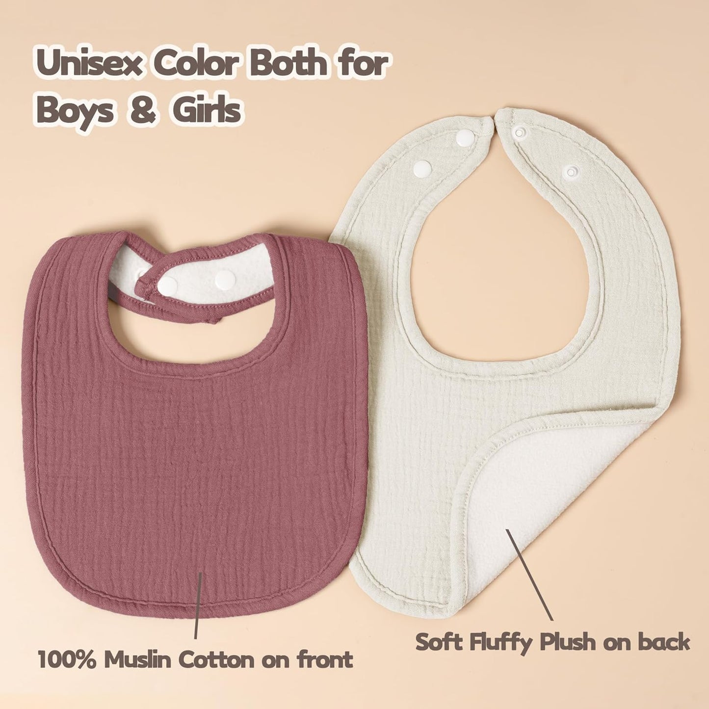 Susurration Muslin Baby Bibs 8 Pack Bandana Drool Bibs, Soft Square Adjustable Baby Drooling Bibs for Unisex Girls & Boys