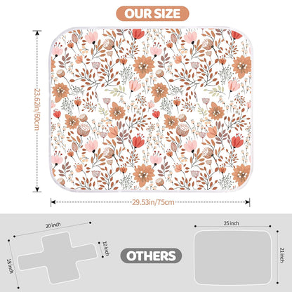 Diaper Changing Pads for Baby, Flower Change Mat, 3Layers Waterproof Change Pad Foldable Absorbent Mats for Women, Reusable Incontinence Underpads for Patient 24''x30''