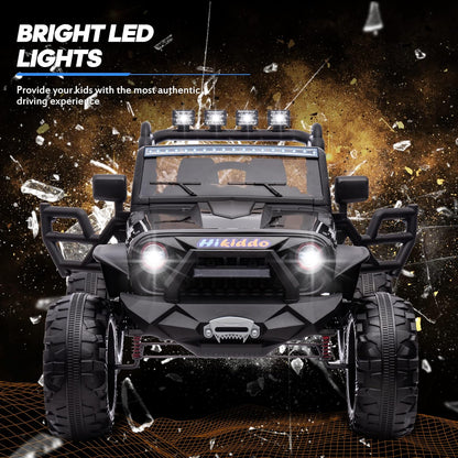 24V 9Ah Ride on Toy for Big Kids, 4x4 2 Seater Ride on Car Truck w/Remote Control, 4x200W Motors - Black Warrior