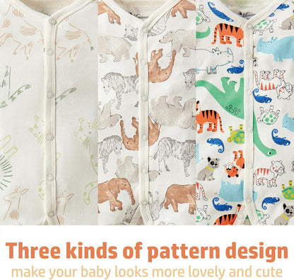 Baby Boys Girls Cotton Footies Multi Pack Long Sleeve Baby Footed One-Piece Jumpsuit Multi Pack