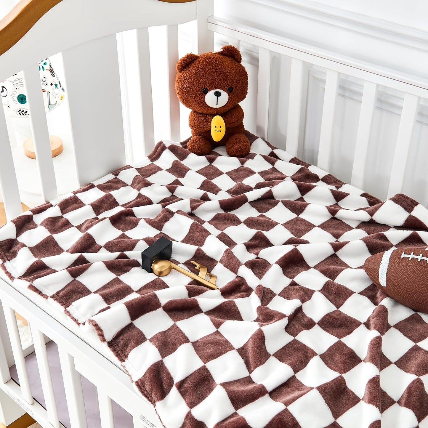 Yurhap Checkered Baby Blanket Fleece Baby Blankets Neutral for Boys Girls, Super Soft Warm