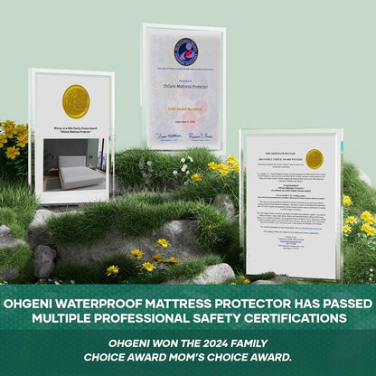 OhGeni 100% Waterproof Mattress Protector, California King-Gray Mattress Pad, Fits 6"-20"
