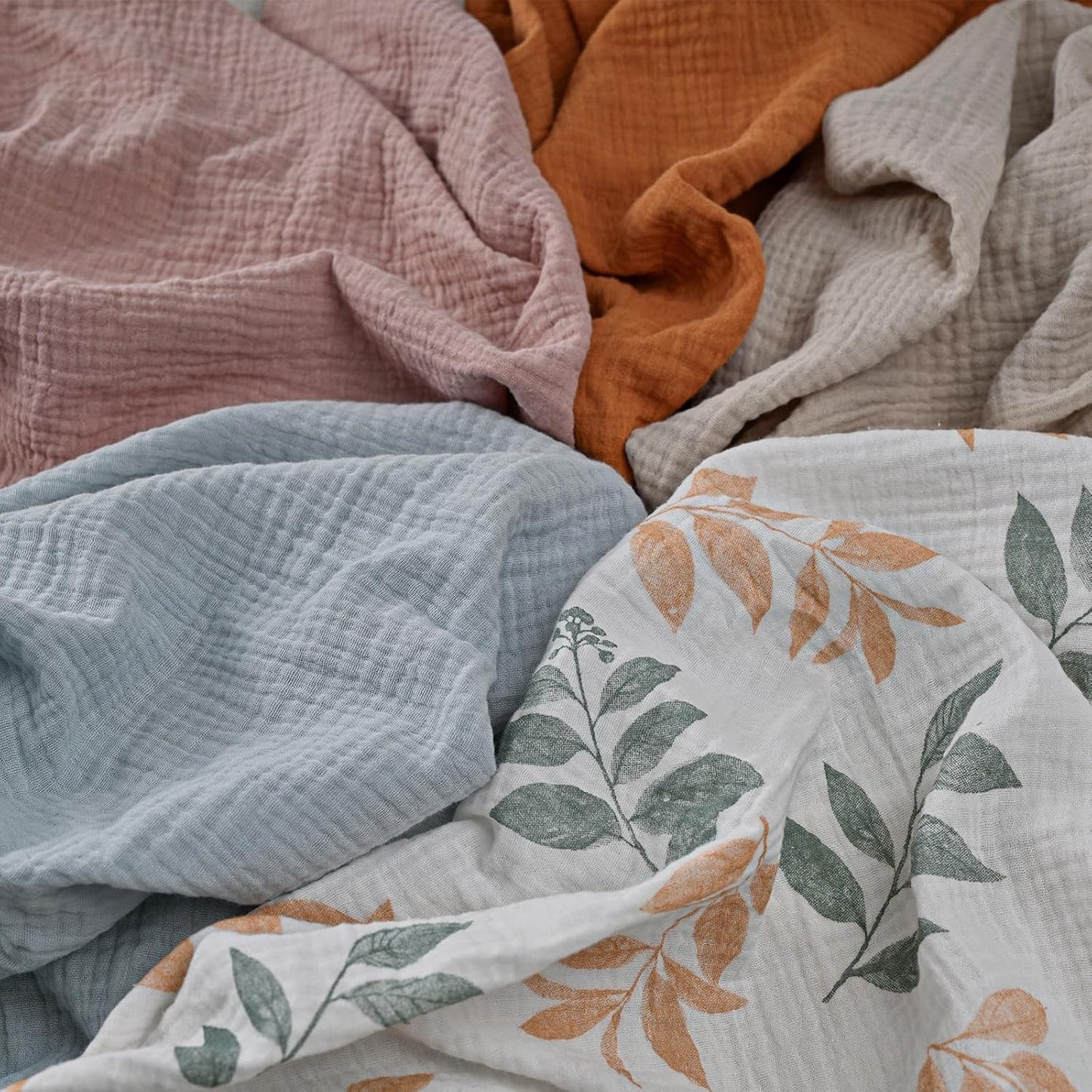 Muslin Receiving Blankets, Neutral Blanket Swaddling for Newborn Boys and Girls, 5 Pack Breathable