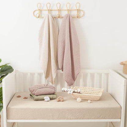 Bearmoss Muslin Crib Sheets 100% Cotton Baby Crib Sheets Fitted for Standard Crib Mattress &