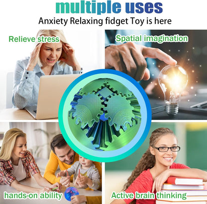 Interactive 3D Printed Gear Ball - Fun Fidget Toy for Kids and Adults - Perfect for Indoor and Outdoor Play - Durable Design for Endless Entertainment