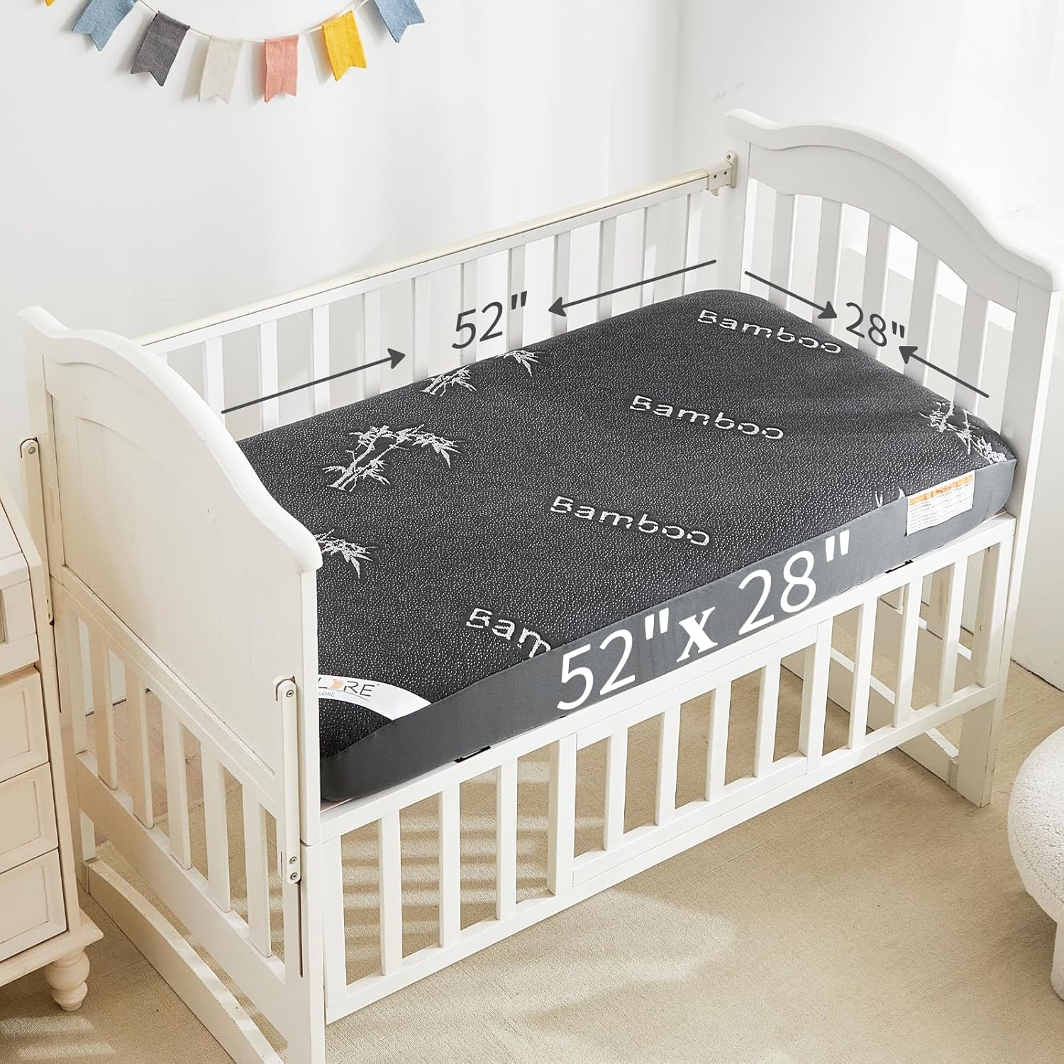 BEDLORE Waterproof Crib Mattress Protector 2 Pack, Ultra Soft Bamboo Viscose Crib Mattress Pad