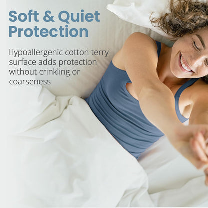 SafeRest Zippered Mattress Protector - Premium 12-15 Inch Waterproof Mattress Cover for Bed - Breathable, Noiseless Washable Mattress Encasement - Queen