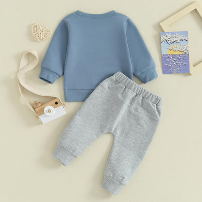 Baby Boy Clothes Fall 6 12 18 24 Months Football Long Sleeve Pullover Tops & Pant Sets Toddler Winter Outfits