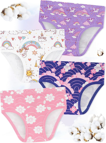 Girls' Underwear,Soft Cotton Tagless Panties for Toddlers' & Little Kids Comfort,Breathable Briefs,8-Pack