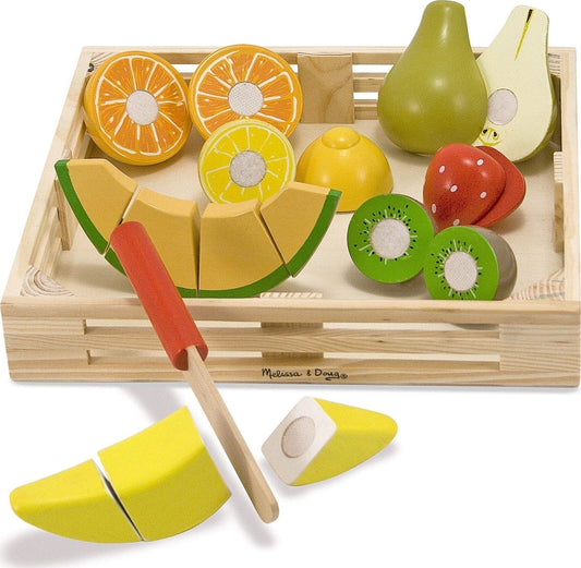 Melissa & Doug Wooden Cutting Fruit Toy Food Set & Pretend Play Kitchen Accessories, Preschool