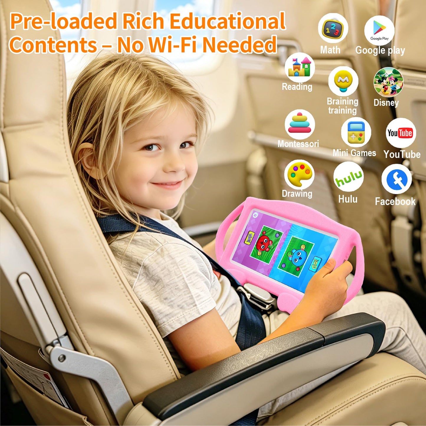 Trayoo Kids Tablet, Android 16 7'' Toddler Tablet for Kids with 4GB RAM 32GB ROM, Parent Control
