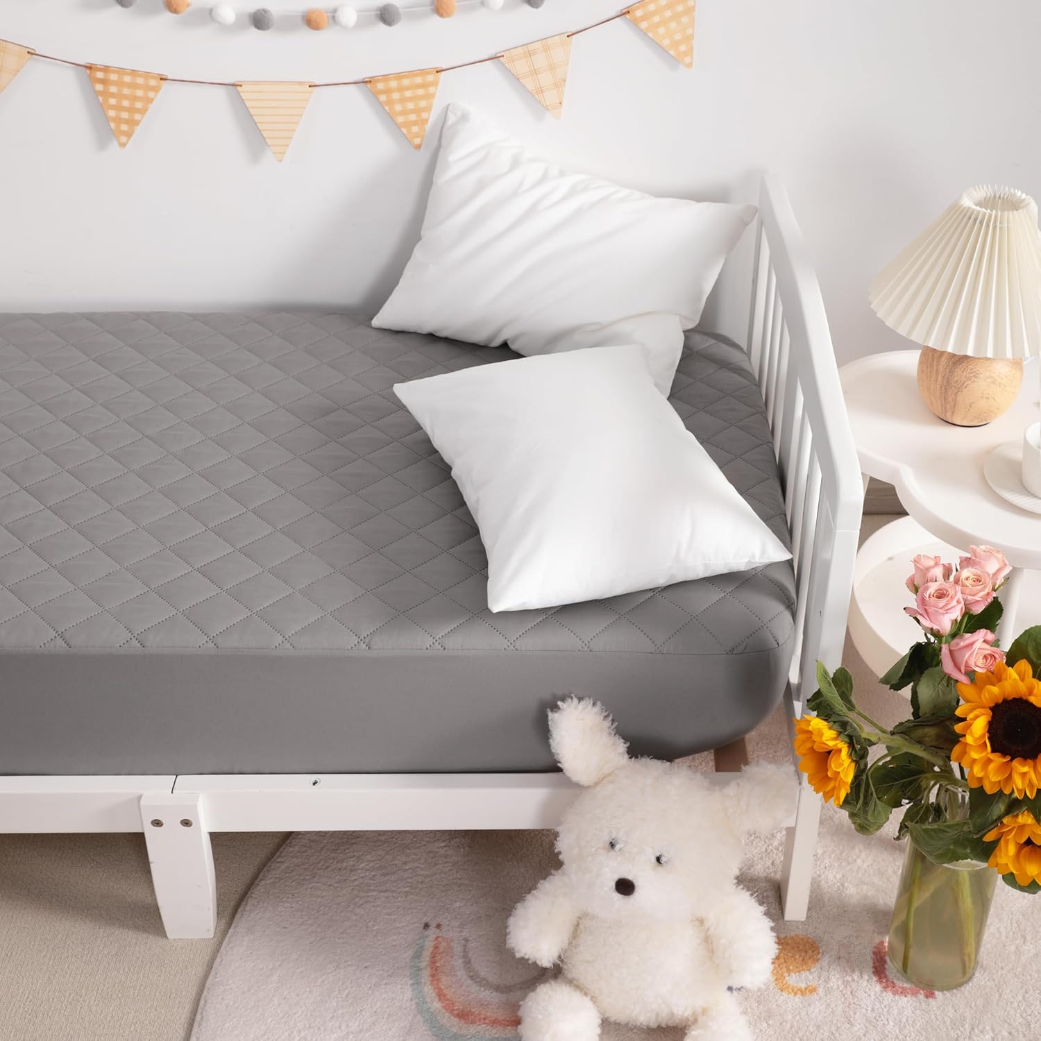 NTBAY 2 Pack Waterproof Mini Crib Mattress Protector, Quilted 24"x38" Fitted Mattress Cover
