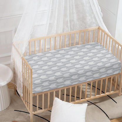 White Arrow Fitted Crib Sheet Grey Baby Crib Sheet Fit Standard Crib and Toddler Mattress,Crib Mattress Sheets for Boys Girls 28"x52"