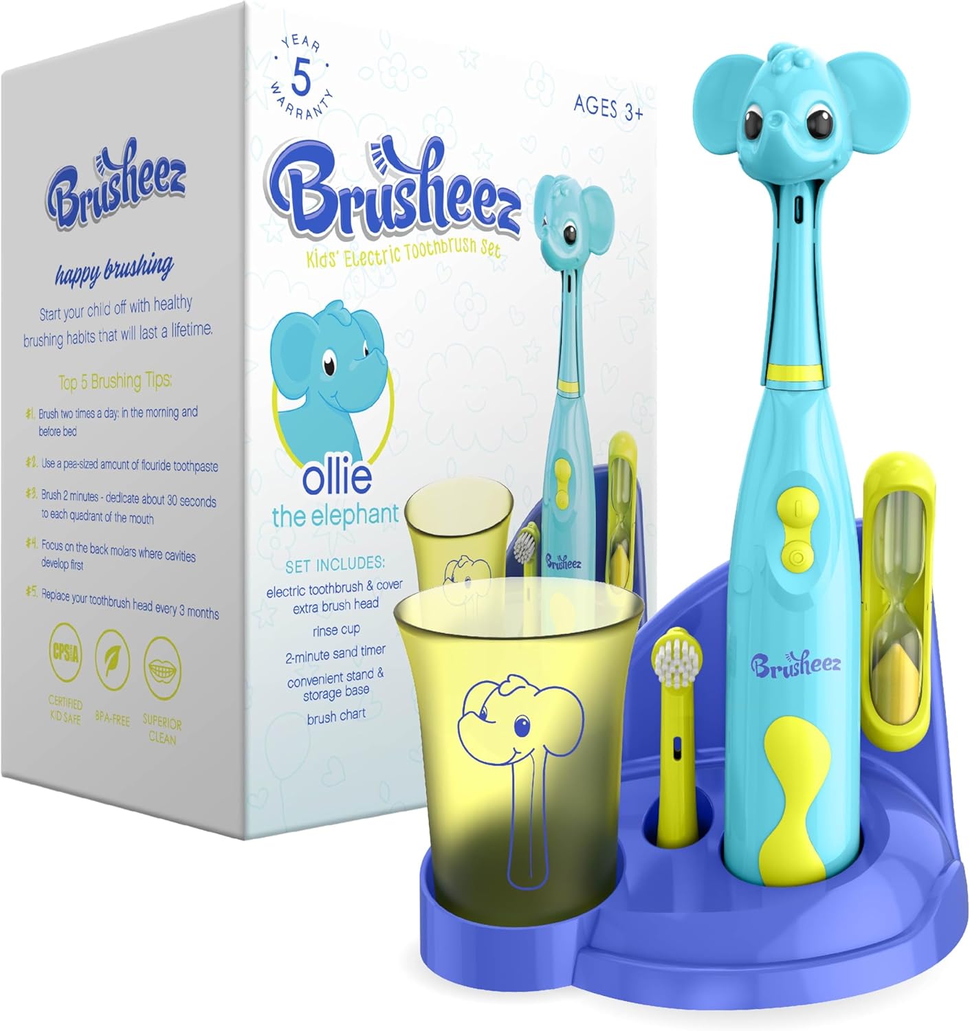 Brusheez Kids’ Electric Toothbrush Set - Safe & Effective for Ages 3+ - Parent Tested & Approved