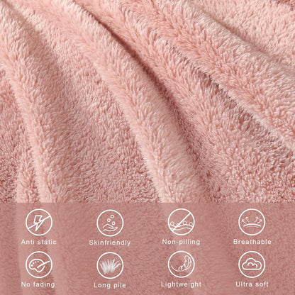 Exclusivo Mezcla Twin Size Flannel Fleece Blanket, Super Soft Velvet Plush Bed Blanket, Fuzzy Cozy and Warm for All Seasons, 60x80 Inches, Pink