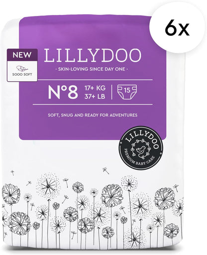 Baby Diapers - Size 8 (37+ lbs), Monthly Supply (90 Count), Leak Protection, Skin-Friendly, Ultrasoft, Perfume- & Chlorine-Free, Hypoallergenic, Dermatologist Tested, Oeko-TEX®