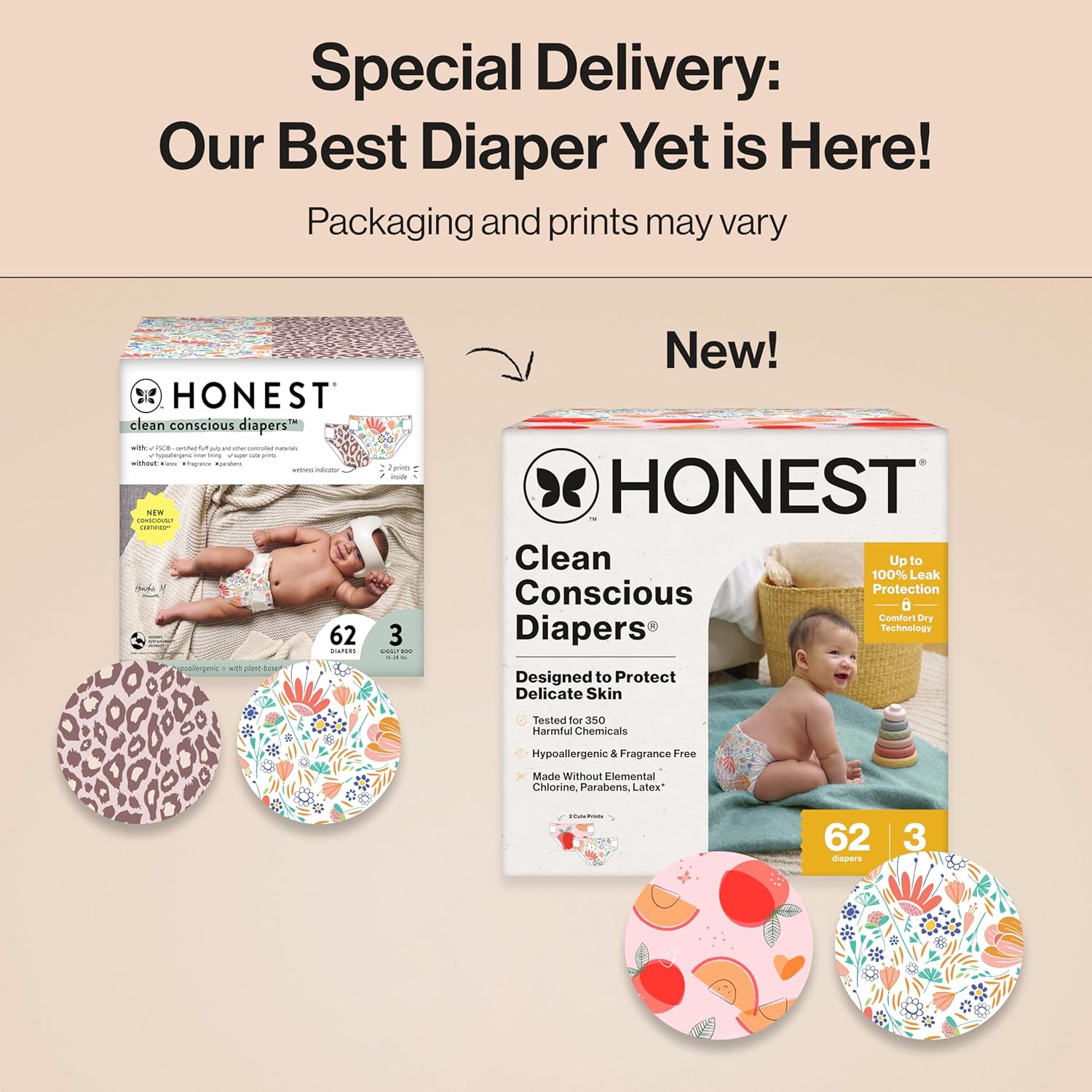 The Honest Company Clean Conscious Diapers for Delicate Skin | Up to 100% Leakproof |