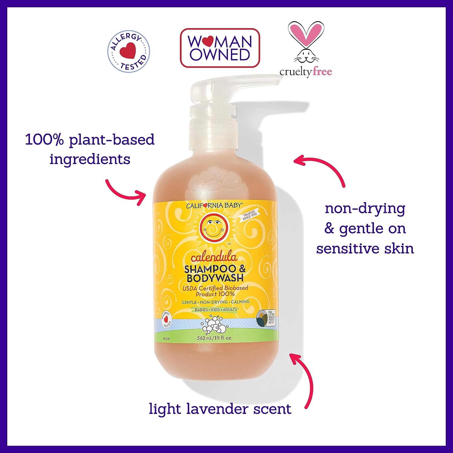 California Baby Calendula Shampoo and Body Wash | 100% Plant-Based | Allergy Friendly | Soothing