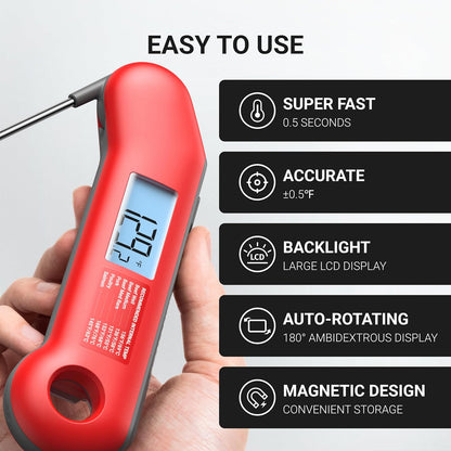 Professional Meat Thermometer Digital, Ultra-Fast 0.5 Sec Instant Read, NIST Certified ±0.5°F
