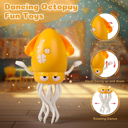 Magic Dancing Octopus Toys, Musical LED Toy, 3 Colors Available (Yellow)