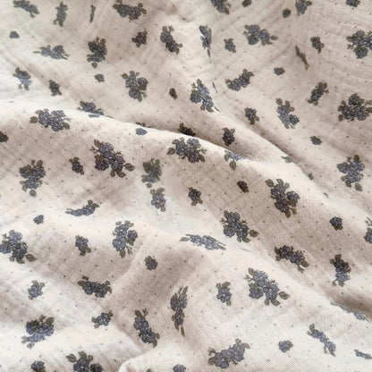 BuLuTu Blue Orchid Flower with Dots Design Toddler Pillow Case Crib Size, 14"x20", 1 pc, Muslin Cotton Pillow Covers for Girls Boys Machine Washable Pillowcase Nursery Decor, Durable