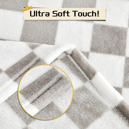 Yurhap Checkered Baby Blanket Fleece Baby Blankets Neutral for Boys Girls, Super Soft Warm