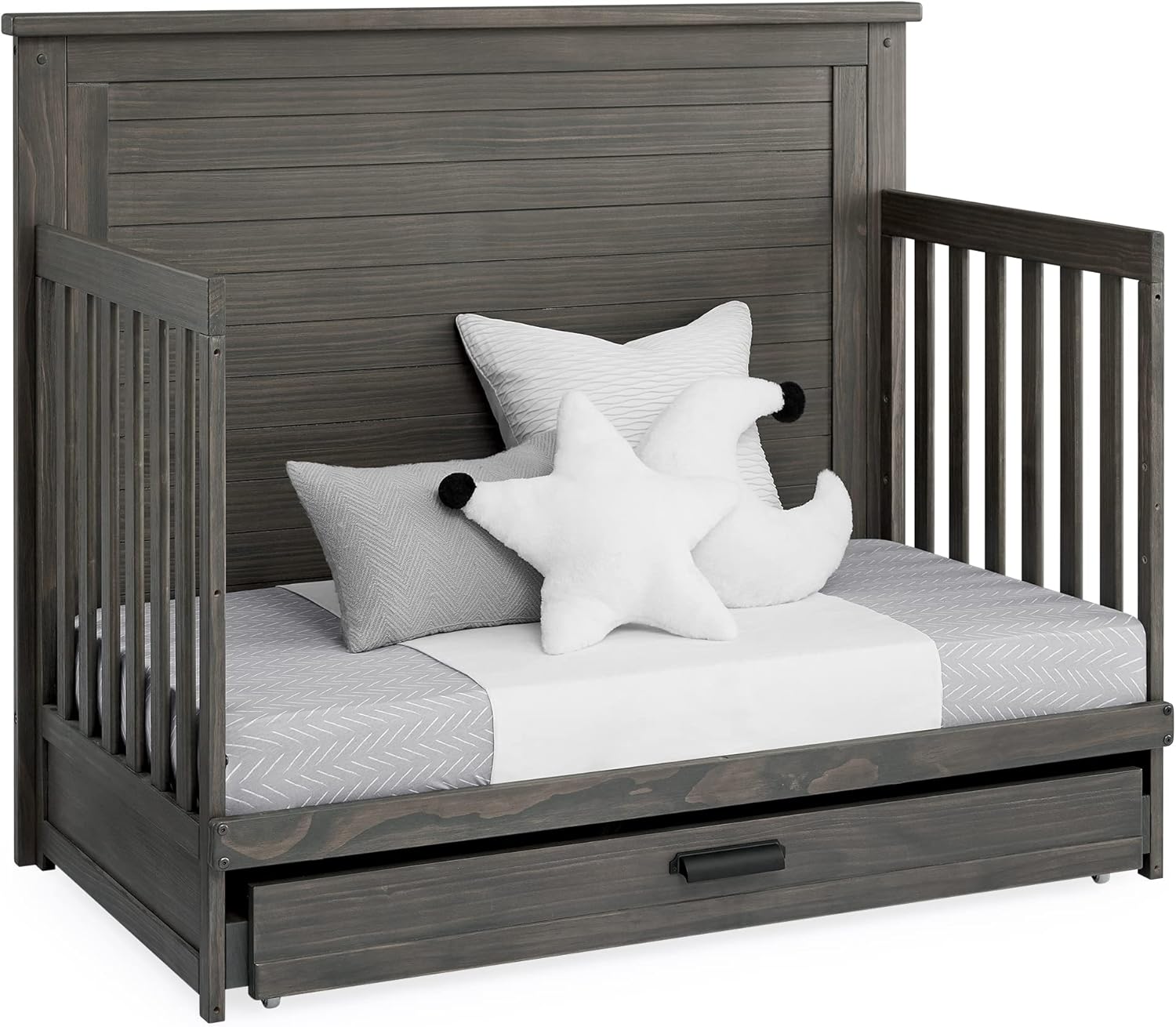 Delta Children Simmons Kids Caden 6-in-1 Convertible Crib with Trundle Drawer, Greenguard Gold