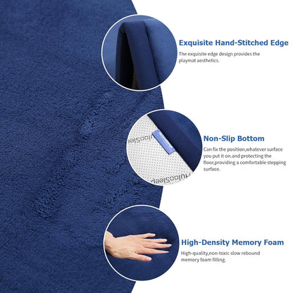 Baby Play Mat for Floor,1.3" Thick Memory foam Tummy Time Mat,Soft Coral Velvet Nursery Rug,Extra Large Non Slip Crawling Mat for Toddlers,Infants,kids,Yoga Mat,Tatami Mat for Living Room(Royal Blue)