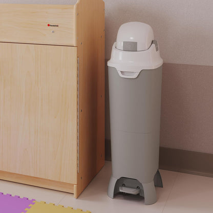 Foundations Hands Free Tall Diaper Pail with Airtight Lid - Durable & Odorless Diaper Disposal, Large Capacity, Holds up to 60 Newborn Diapers, Refill with Any Bags - Gray