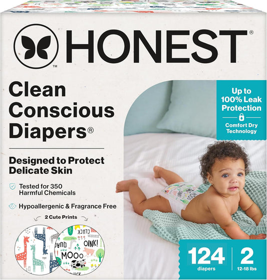 The Honest Company Clean Conscious Diapers for Delicate Skin | Up to 100% Leakproof |