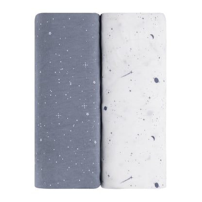 Ely’s & Co. Changing Pad Cover, Diaper Changing Table Sheets, 2 Pack, Cradle Sheet Set for Baby Boys, 100% Jersey Knit Cotton, Celestial Blue Collection, 32”x16”x5”